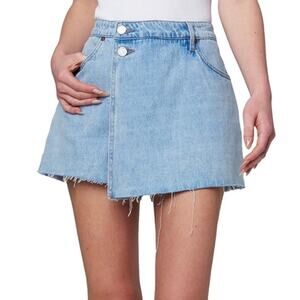 BlankNYC Festival High Rise Raw Hem Denim Skort Women's 25 Blue